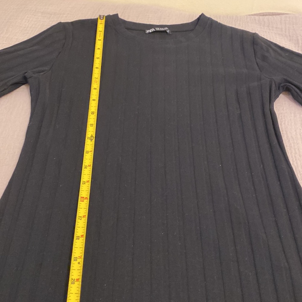 Zara Black Ribbed Midi Dress. Size M . Style 4174/653/800 - Picture 5 of 8